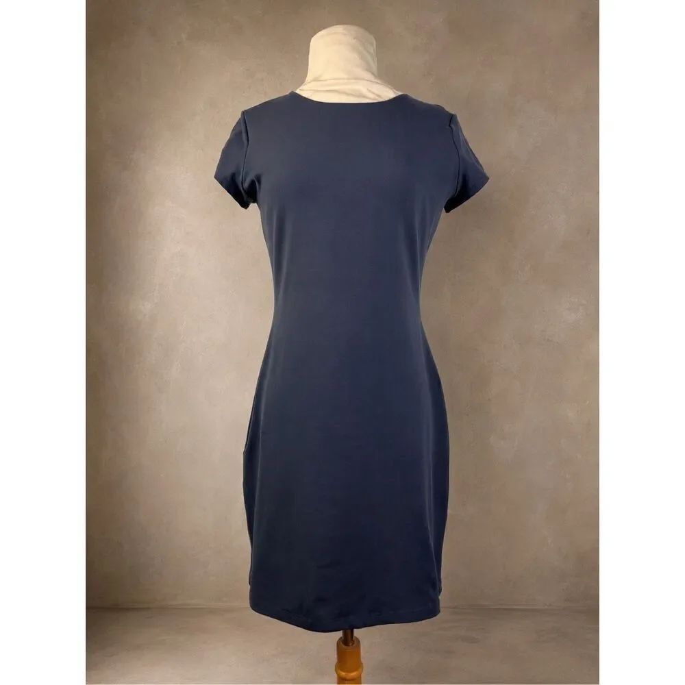 Susana Monaco Sz M Shift Dress Blue gray Minimalist Stretch Midi NWT